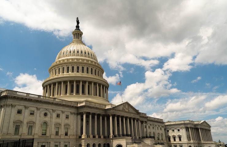 Vista frontale di Capitol Hill a Washington DC