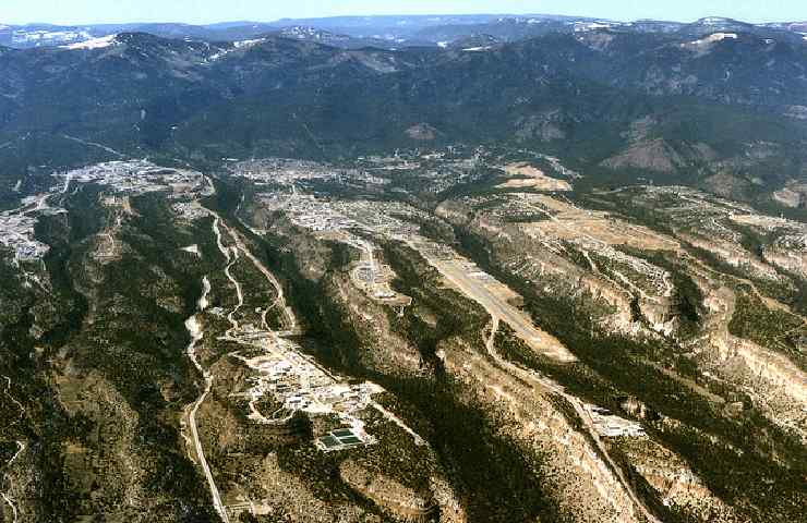 Veduta aerea di Los Alamos, in New Mexico